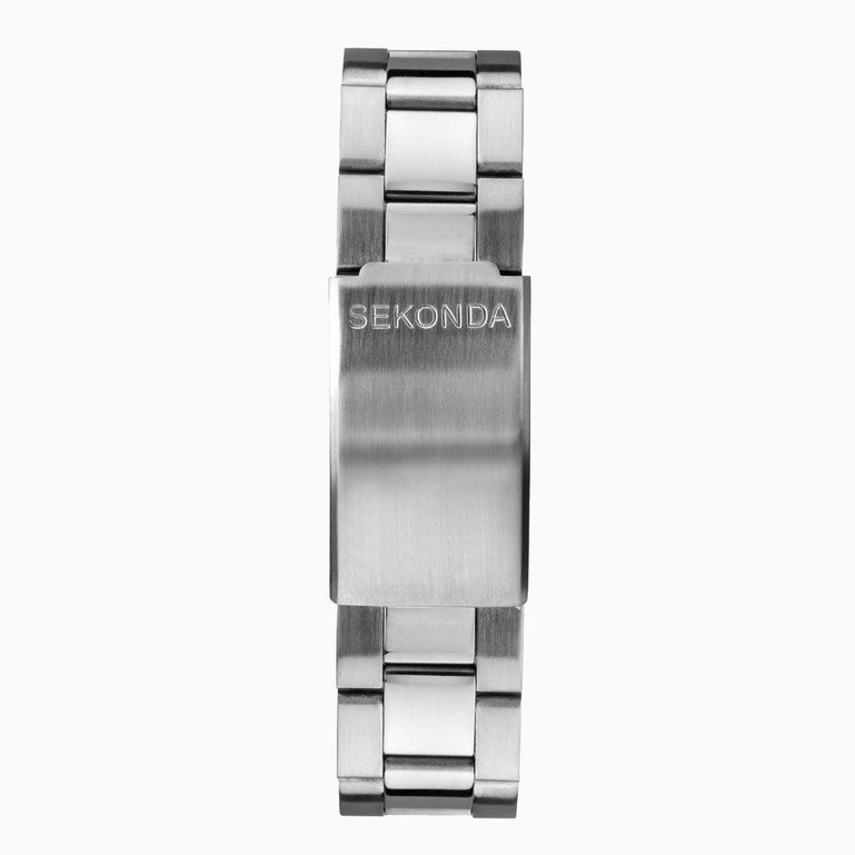 SEKONDA Classic Men's Watch | Silver Case & Stainless Steel Bracelet with Black Dial - 1097
