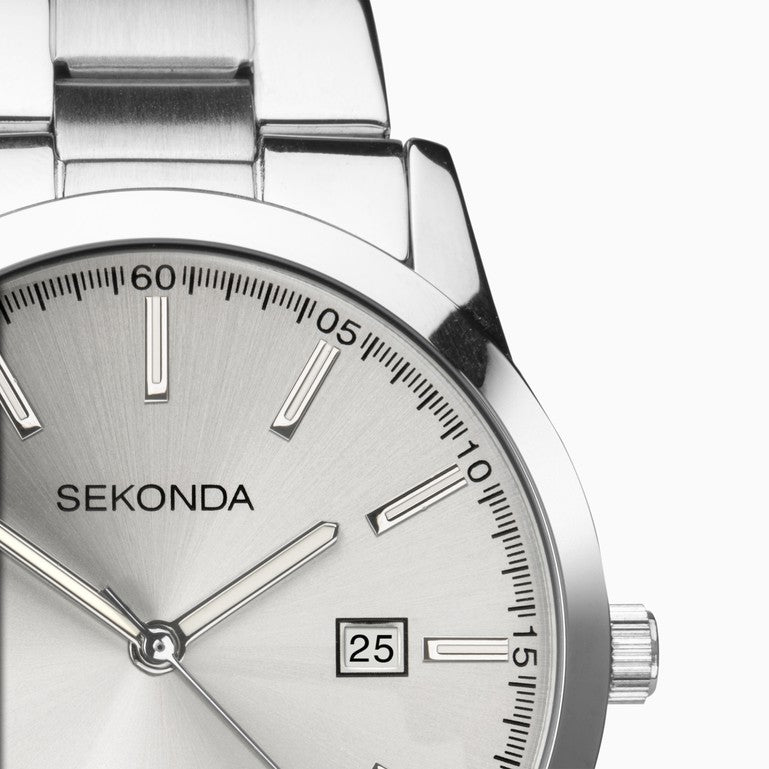 SEKONDA Taylor Men's Watch | Silver Case & Stainless Steel Bracelet with Silver White Dial - 1945