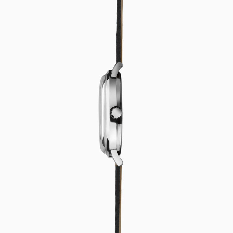 SEKONDA Originals Men's Watch | Silver Case & Black Leather Strap with Silver Dial - 1948