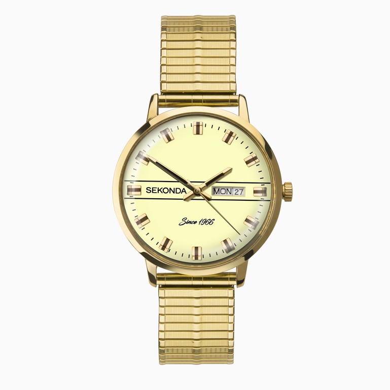 SEKONDA Originals Men's Watch | Gold Case & Stainless Steel Bracelet with Cream Dial - 1952