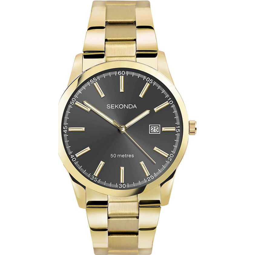 Sekonda Colour Pop Quartz Black Dial Gold-Stainless Steel Bracelet Men’s Watch 30008