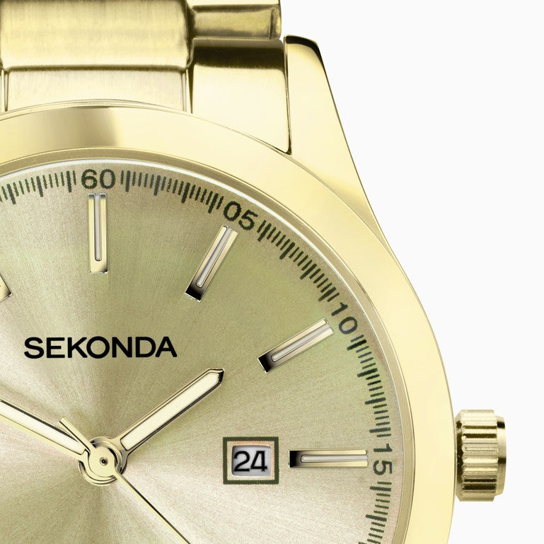 SEKONDA Taylor Ladies Watch | Gold Case & Stainless Steel Bracelet with Champagne Dial - 40428