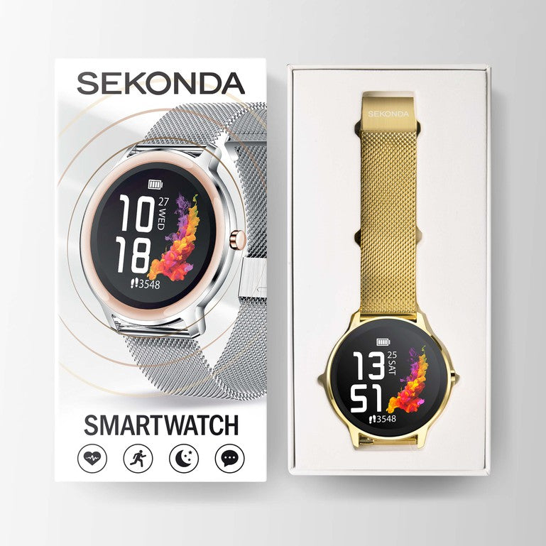 SEKONDA Flex Smart Watch | Gold Case & Mesh Strap | 40527