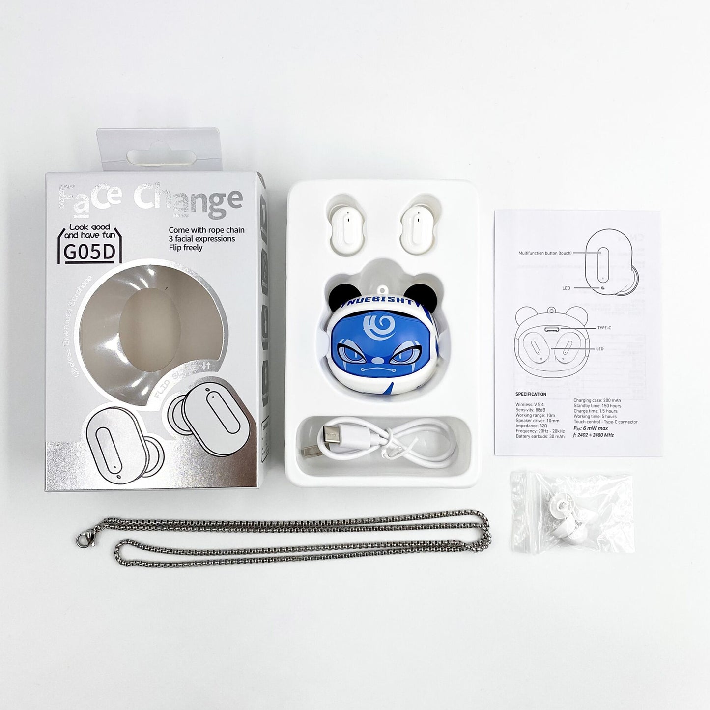 G05D Face Change Wireless Bluetooth Earphone - Blue