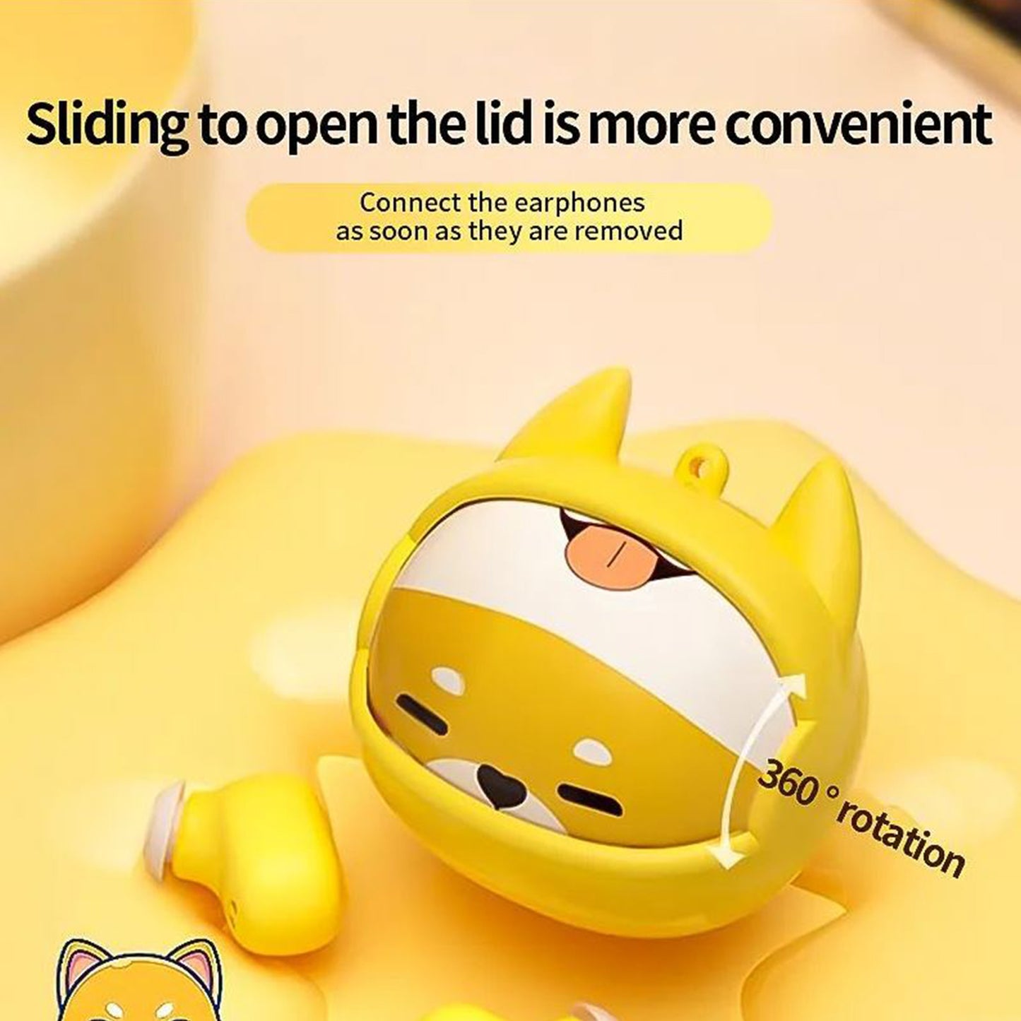 G05D Face Change Wireless Bluetooth Earphone - Dog Yellow