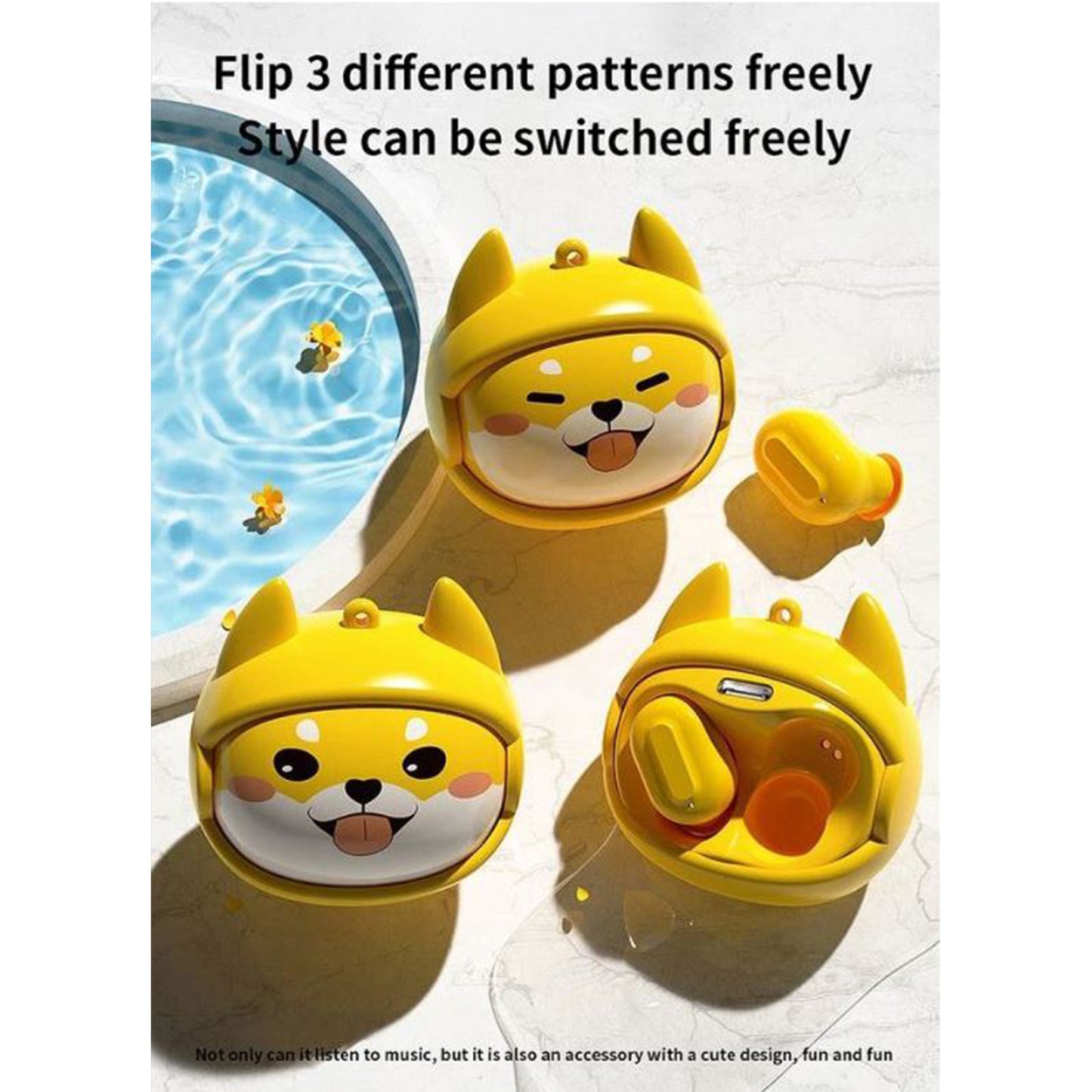 G05D Face Change Wireless Bluetooth Earphone - Dog Yellow