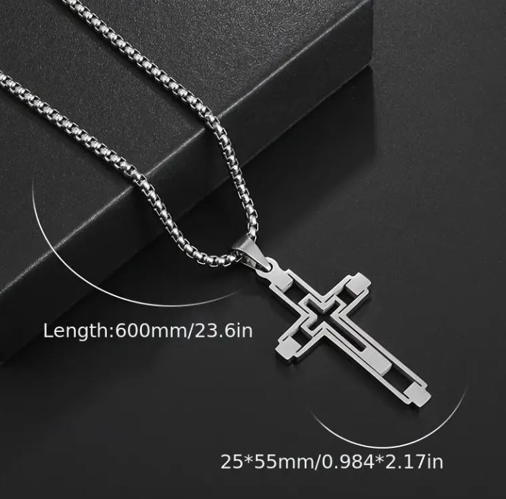 Men's Stainless Steel Cross Necklace -CR002