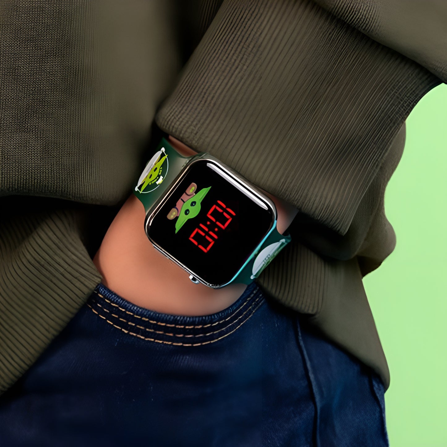 The Mandalorian Black Printed Strap LED Watch - MNL4034