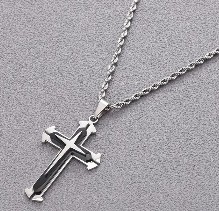Men's Stainless Steel Cross Necklace - CR008