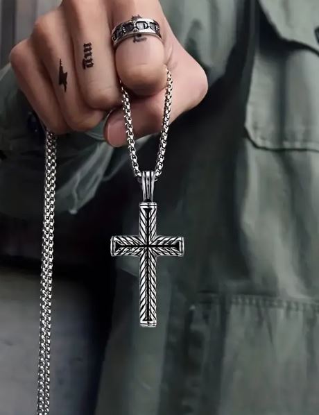 Men's Stainless Steel Cross Necklace -CR001