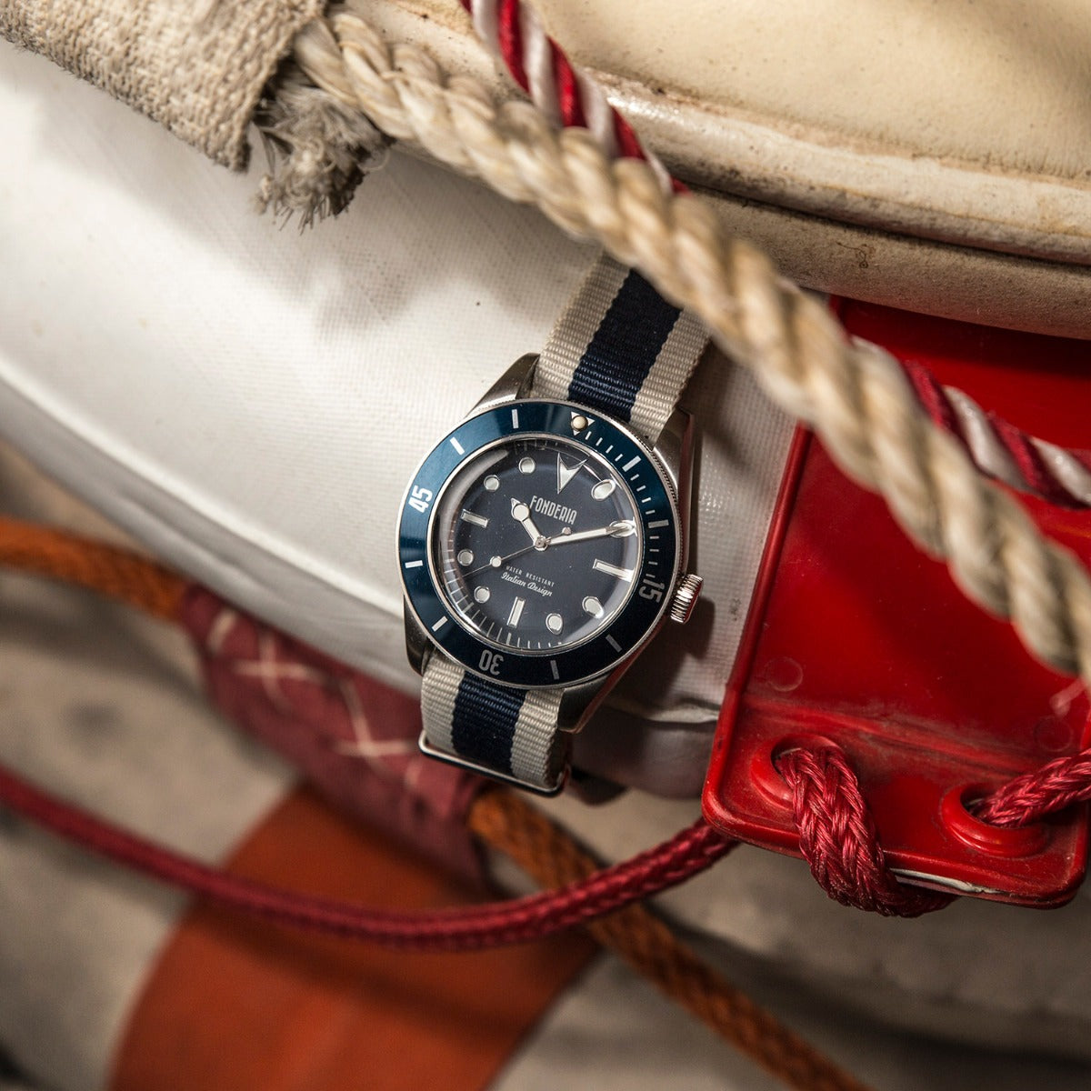 FONDERIA Sea Wolf Blue Silver Nato Strap - P-8A002UBB