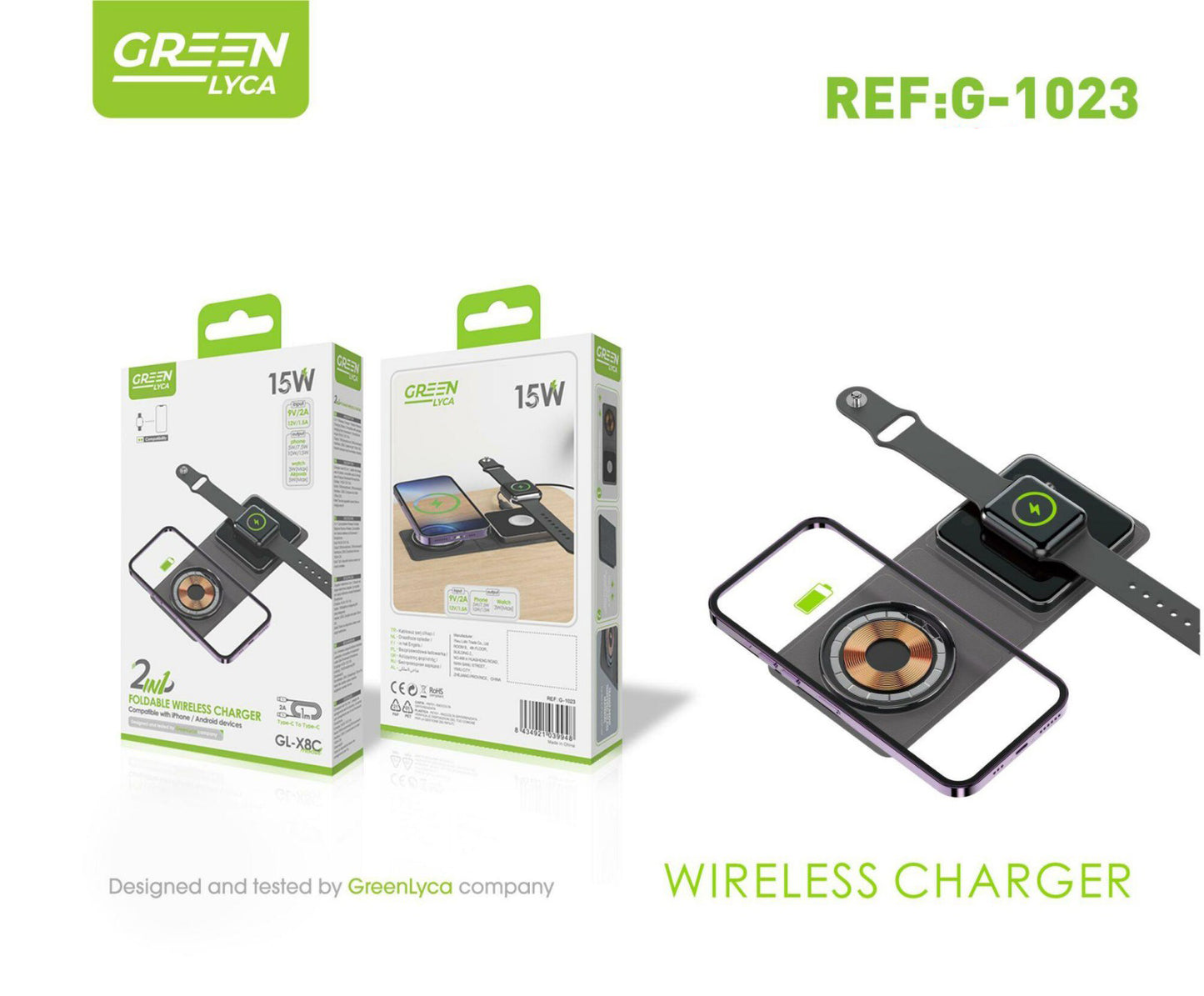 G-1023-FOLDABLE WIRELESS CHARGING STATION 15W