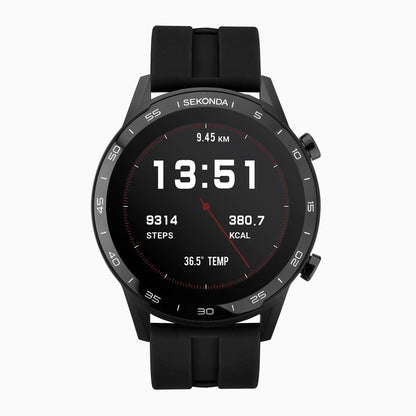 SEKONDA Active Smart Watch | Black Case & Black Silicone Strap - 1909