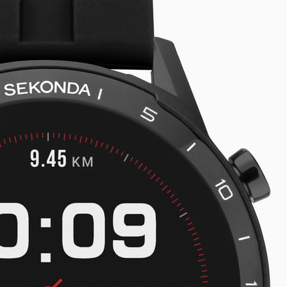 SEKONDA Active Smart Watch | Black Case & Black Silicone Strap - 1909