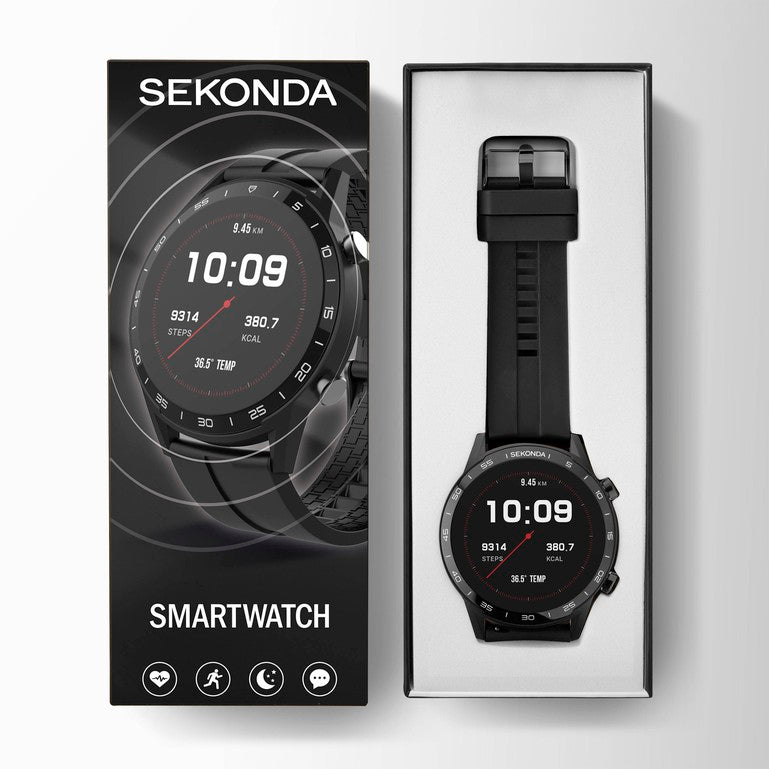 SEKONDA Active Smart Watch | Black Case & Black Silicone Strap - 1909