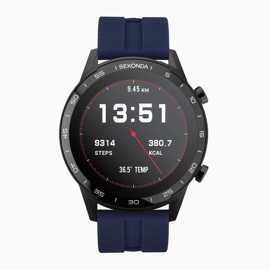 SEKONDA Active Smart Watch | Black Case & Blue Silicone Strap - 1912