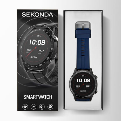 SEKONDA Active Smart Watch | Black Case & Blue Silicone Strap - 1912