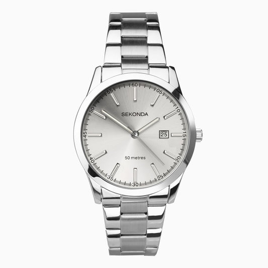 SEKONDA Taylor Men's Watch | Silver Case & Stainless Steel Bracelet with Silver White Dial - 1945