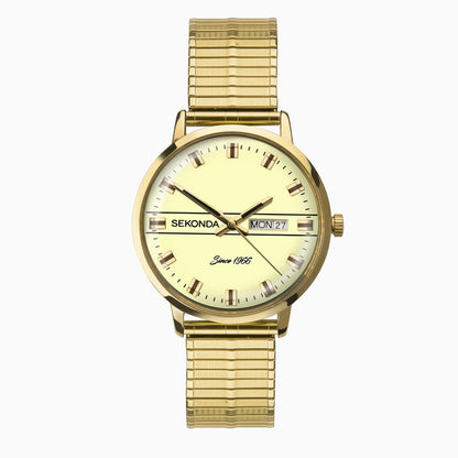 SEKONDA Originals Men's Watch | Gold Case & Stainless Steel Bracelet with Cream Dial - 1952
