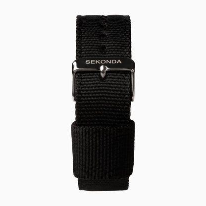 SEKONDA Airborne Men's Watch | Silver Case & Black Canvas Strap with Black Dial - 1992