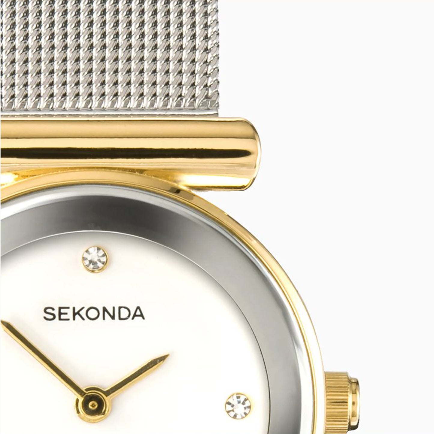 Sekonda Ava Ladies Watch | Gold Alloy Case & Silver Stainless Steel Mesh Bracelet with White Dial | 4887