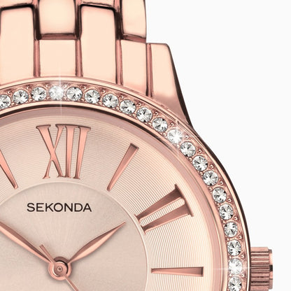 SEKONDA Charlotte Ladies Watch | Rose Gold Case & Alloy Bracelet with Rose Gold Dial - 2400