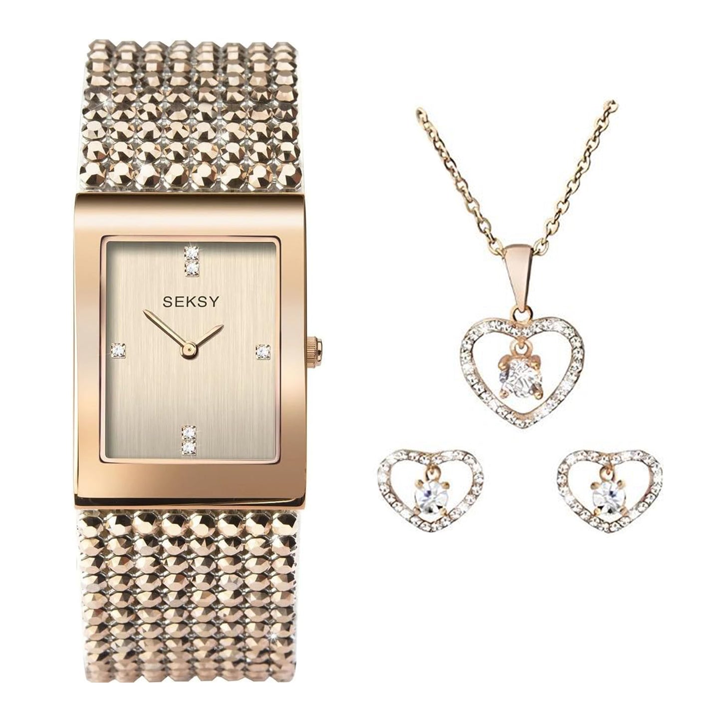 Sekonda Seksy Ladies Rose Gold & Nude Bracelet Watch - 2722 Gift set