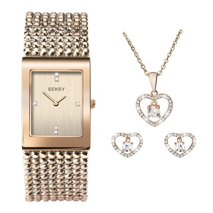 Sekonda Seksy Ladies Rose Gold & Nude Bracelet Watch - 2722 Gift set
