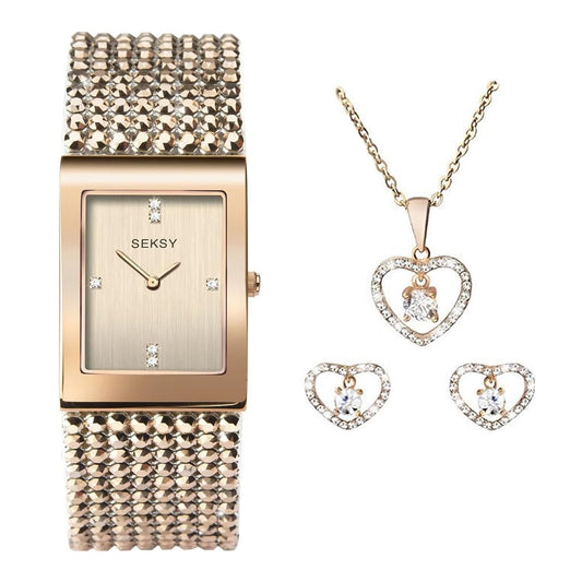 Sekonda Seksy Ladies Rose Gold & Nude Bracelet Watch - 2722 Gift set