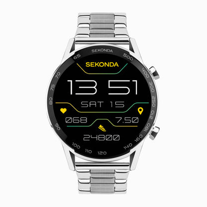 SEKONDA Active Plus Smart Watch | Silver Alloy Case & Stainless Steel Bracelet - 30177