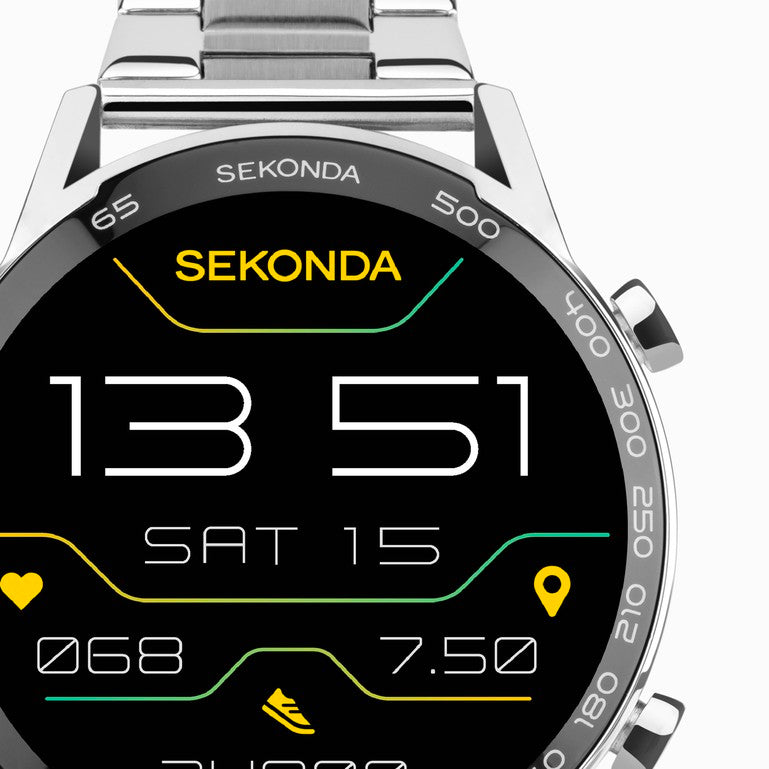 SEKONDA Active Plus Smart Watch | Silver Alloy Case & Stainless Steel Bracelet - 30177