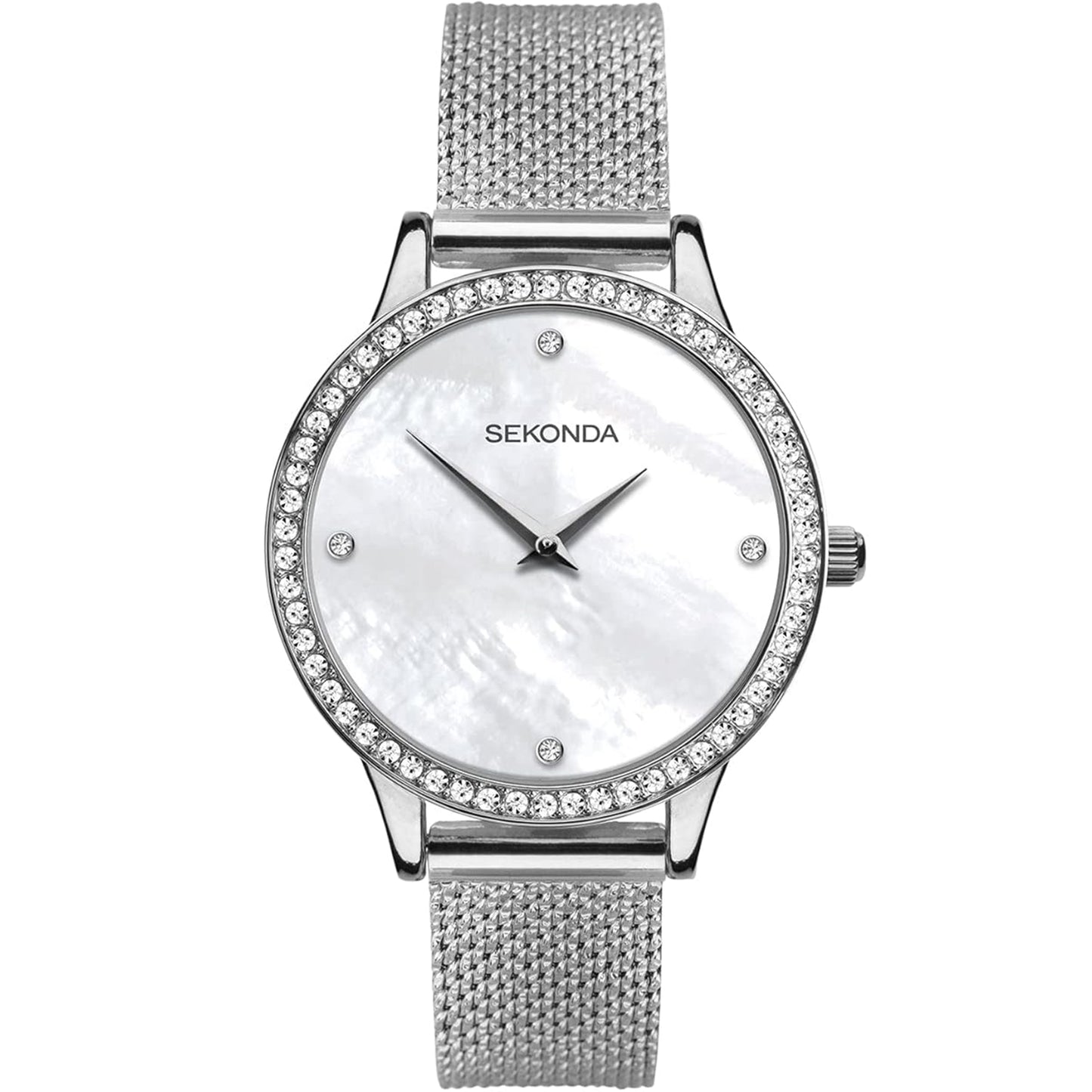 SEKONDA Mother of Pearl Dial Silver Milanese Bracelet Watch - 40035