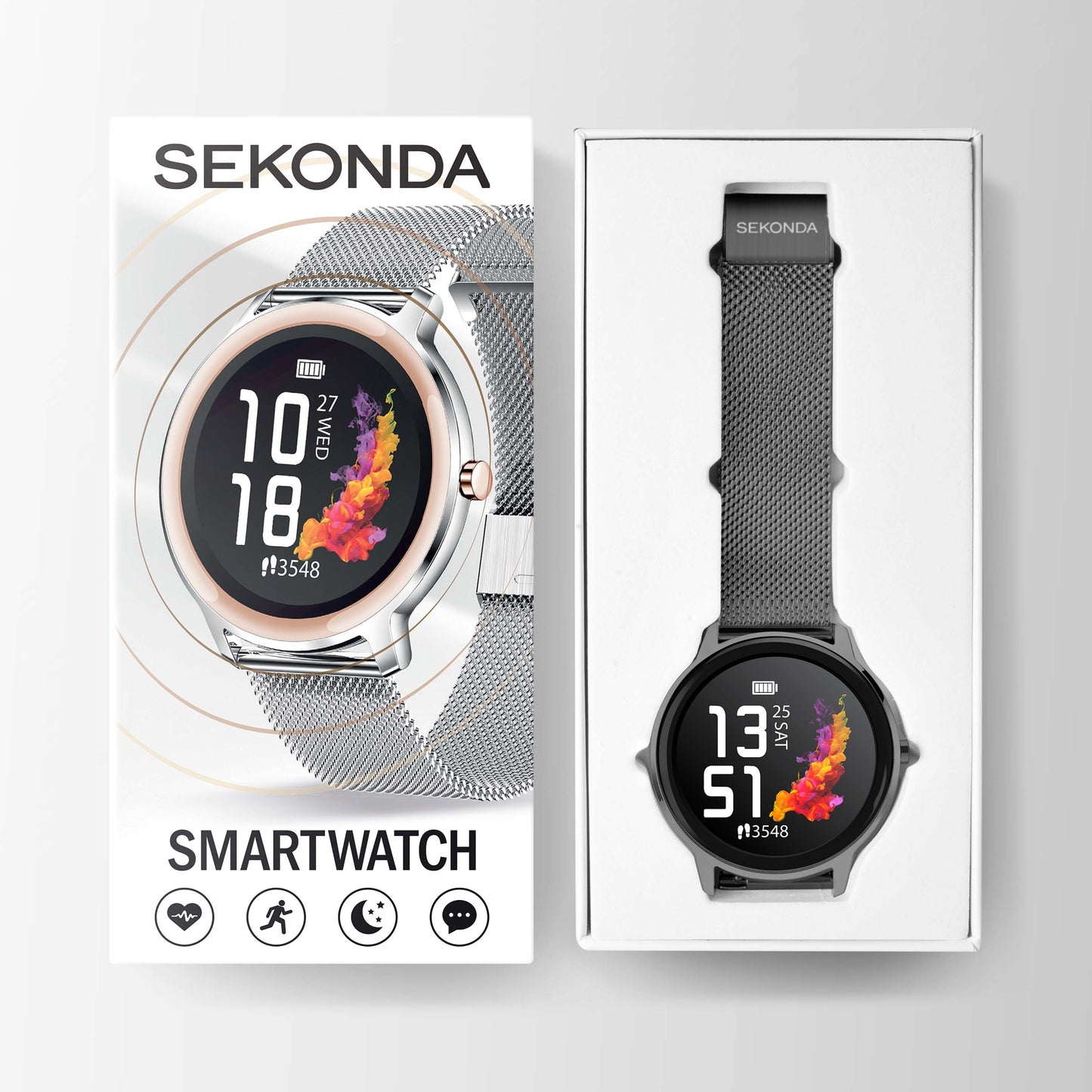 SEKONDA FLEX SMART WATCH | GREY CASE & MESH STRAP - 40528