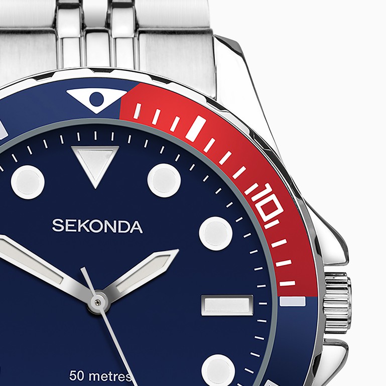 Sekonda Balearic Ladies Watch | Silver Alloy Case & Stainless Steel Bracelet with Blue Dial | 40564