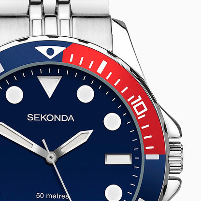 Sekonda Balearic Ladies Watch | Silver Alloy Case & Stainless Steel Bracelet with Blue Dial | 40564