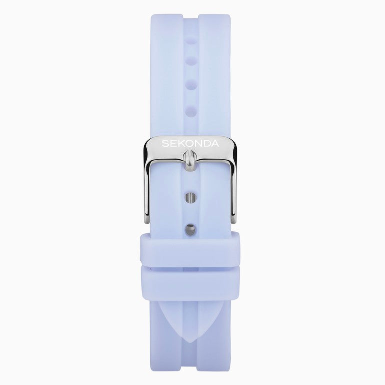 SEKONDA Balearic Ladies Watch | Silver Alloy Case & Blue Rubber Strap with Blue Dial - 40570