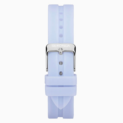 SEKONDA Balearic Ladies Watch | Silver Alloy Case & Blue Rubber Strap with Blue Dial - 40570