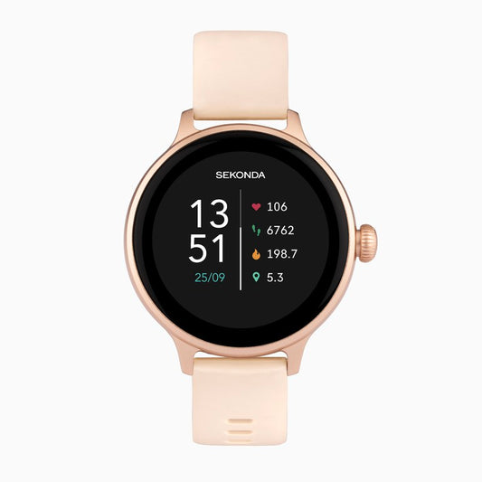 SEKONDA Connect Smart Watch | Rose Gold Alloy Case & Pink Silicone Strap - 40623