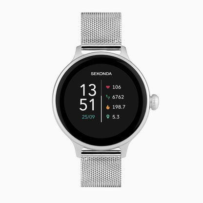 SEKONDA Connect Smart Watch | Silver Alloy Case & Stainless Steel Mesh Bracelet - 40624