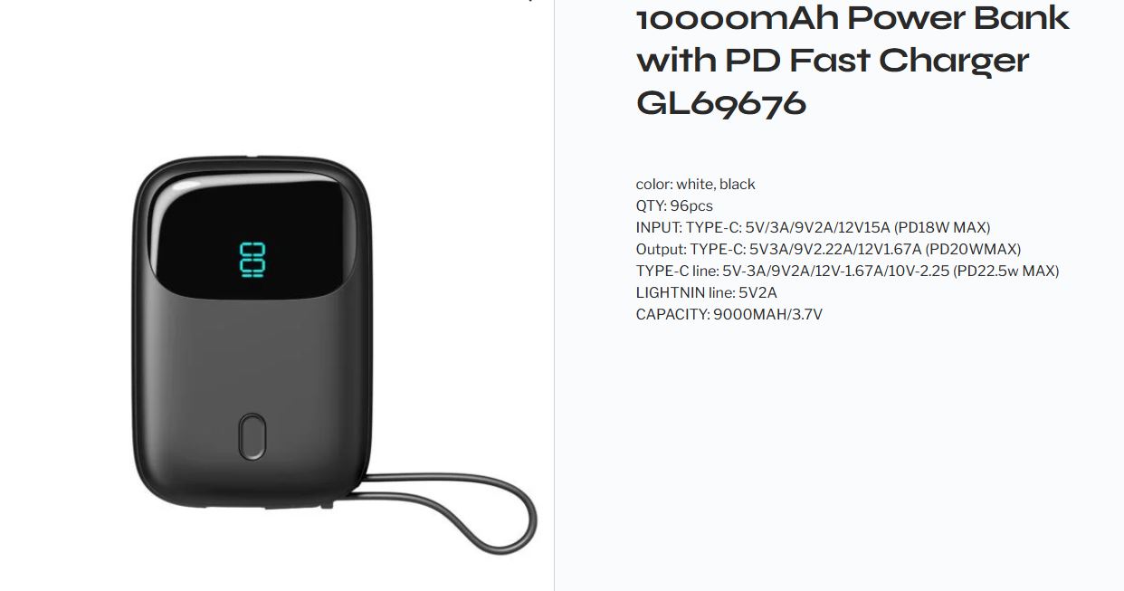 GL69676 Power Bank 10000mAh