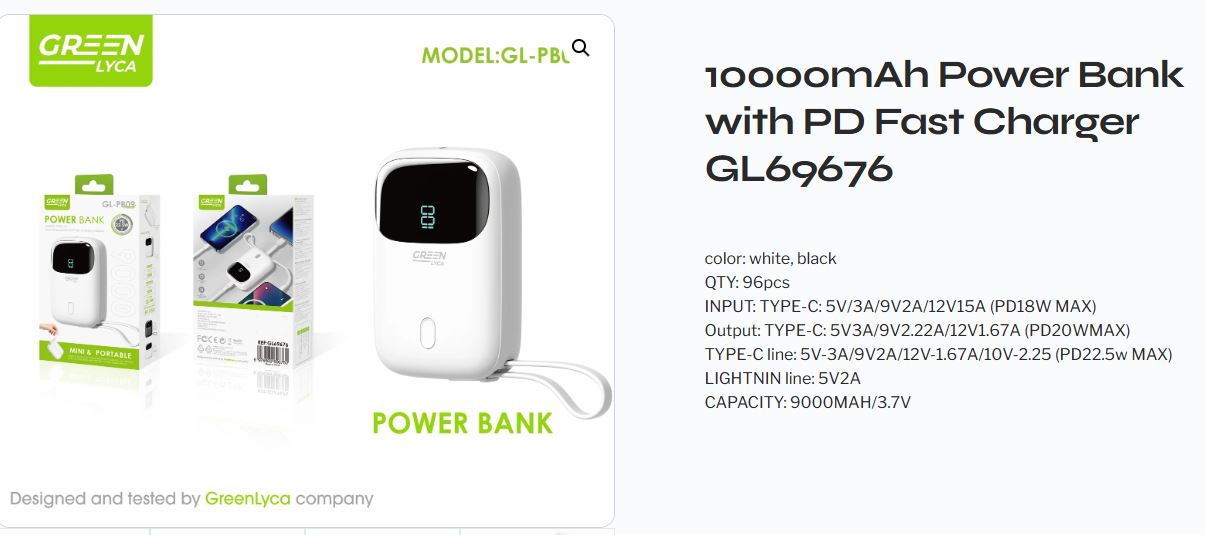 GL69676 Power Bank 10000mAh