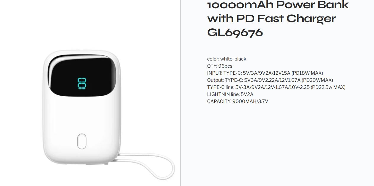 GL69676 Power Bank 10000mAh