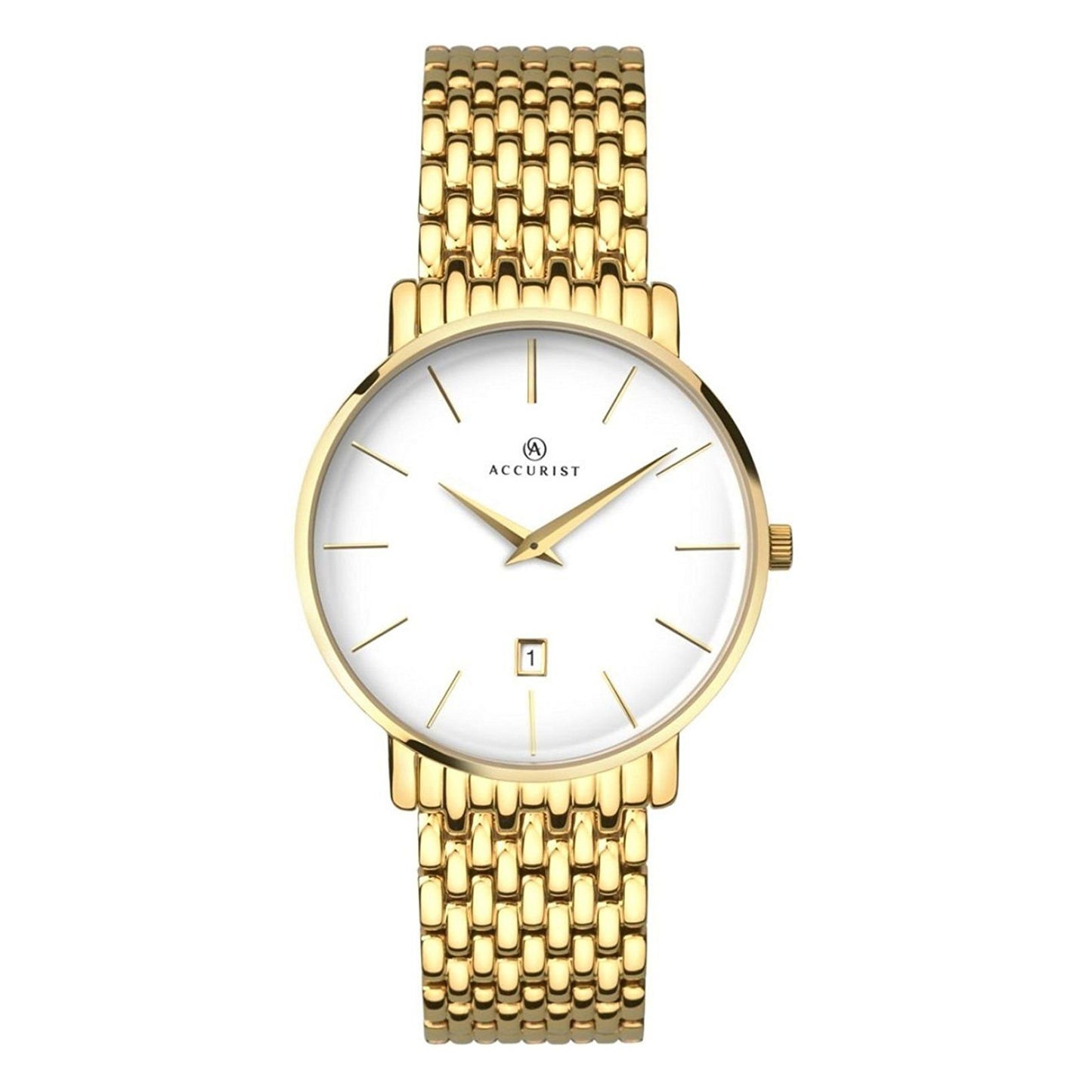 Accurist Men's Watch with White Dial and Gold Bracelet 7160