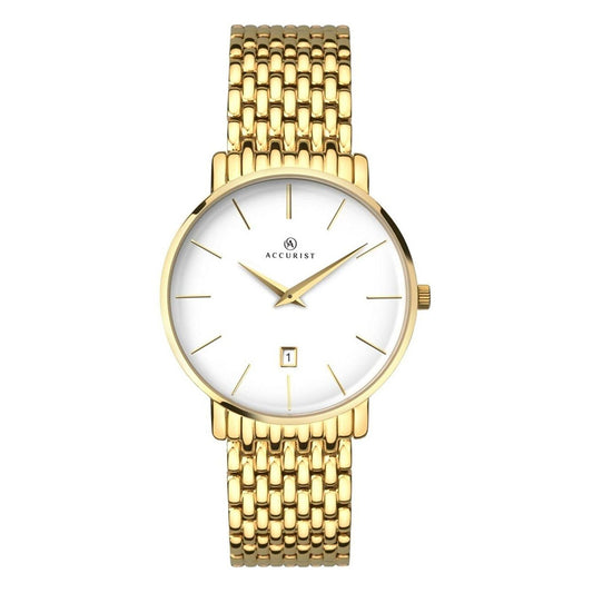 Accurist Men's Watch with White Dial and Gold Bracelet 7160