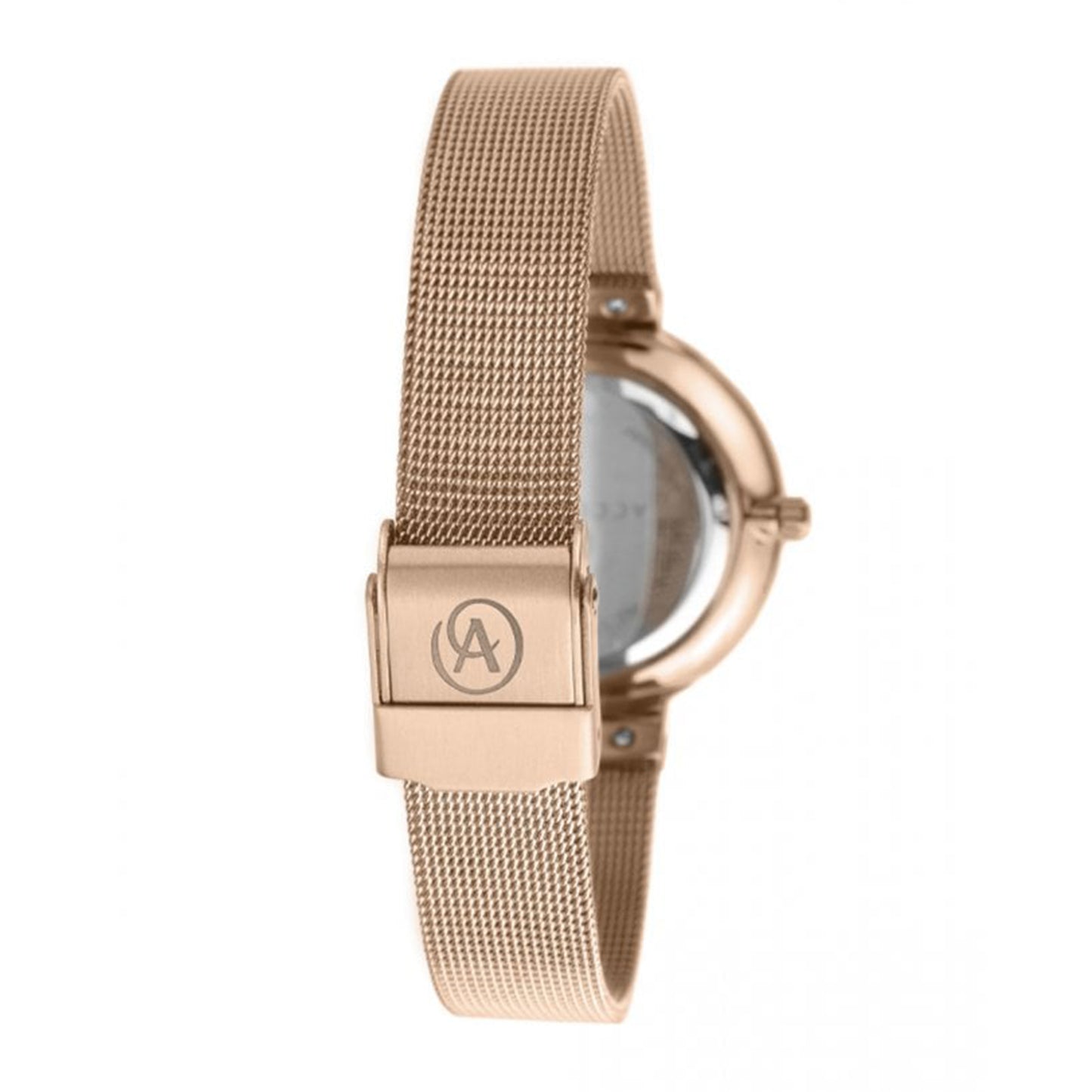 Accurist Ladies Watch with Silver Dial and Rose Gold Milanese Strap 8079
