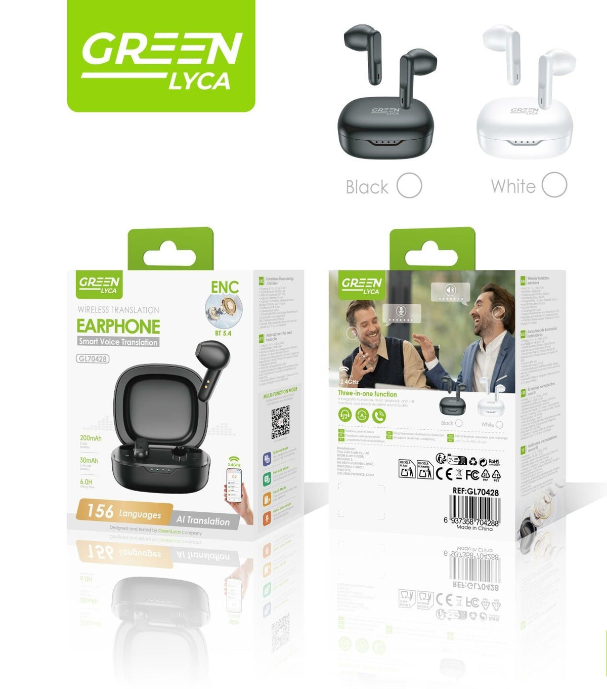 Green Lyca GL70429 – Ακουστικά AI Μετάφρασης 156 Γλωσσών (Open-Ear)