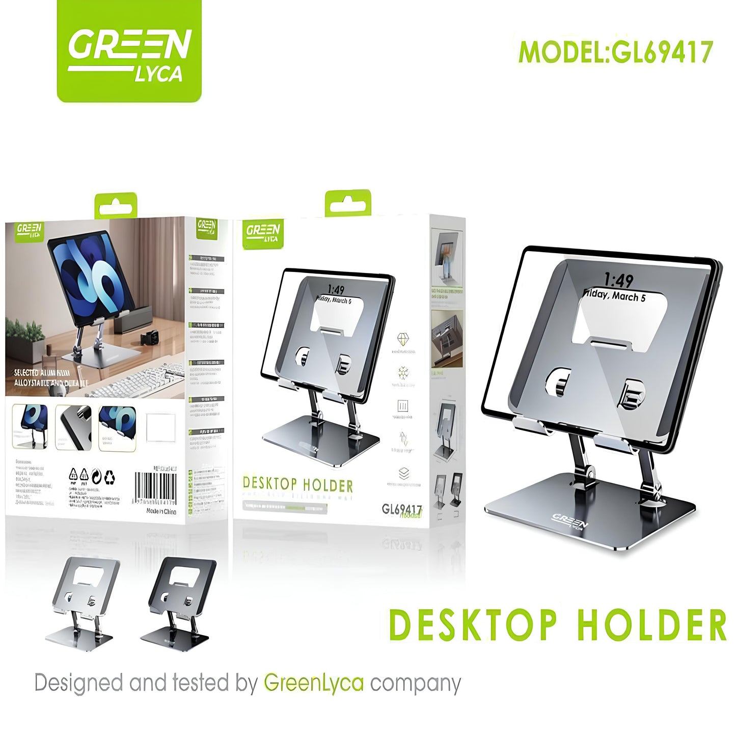 GL69417 Foldable Desktop Holder for Smartphone and Tablets