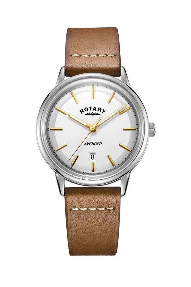 Rotary Men's Avenger Quartz Silver Dial Leather Strap Watch-GS05340/02