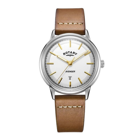 Rotary Men's Avenger Quartz Silver Dial Leather Strap Watch-GS05340/02