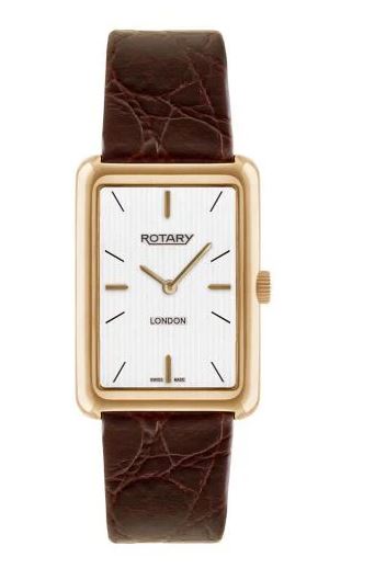 Rotary Men's Watch with White Dial and Brown Leather Strap GS90991/02